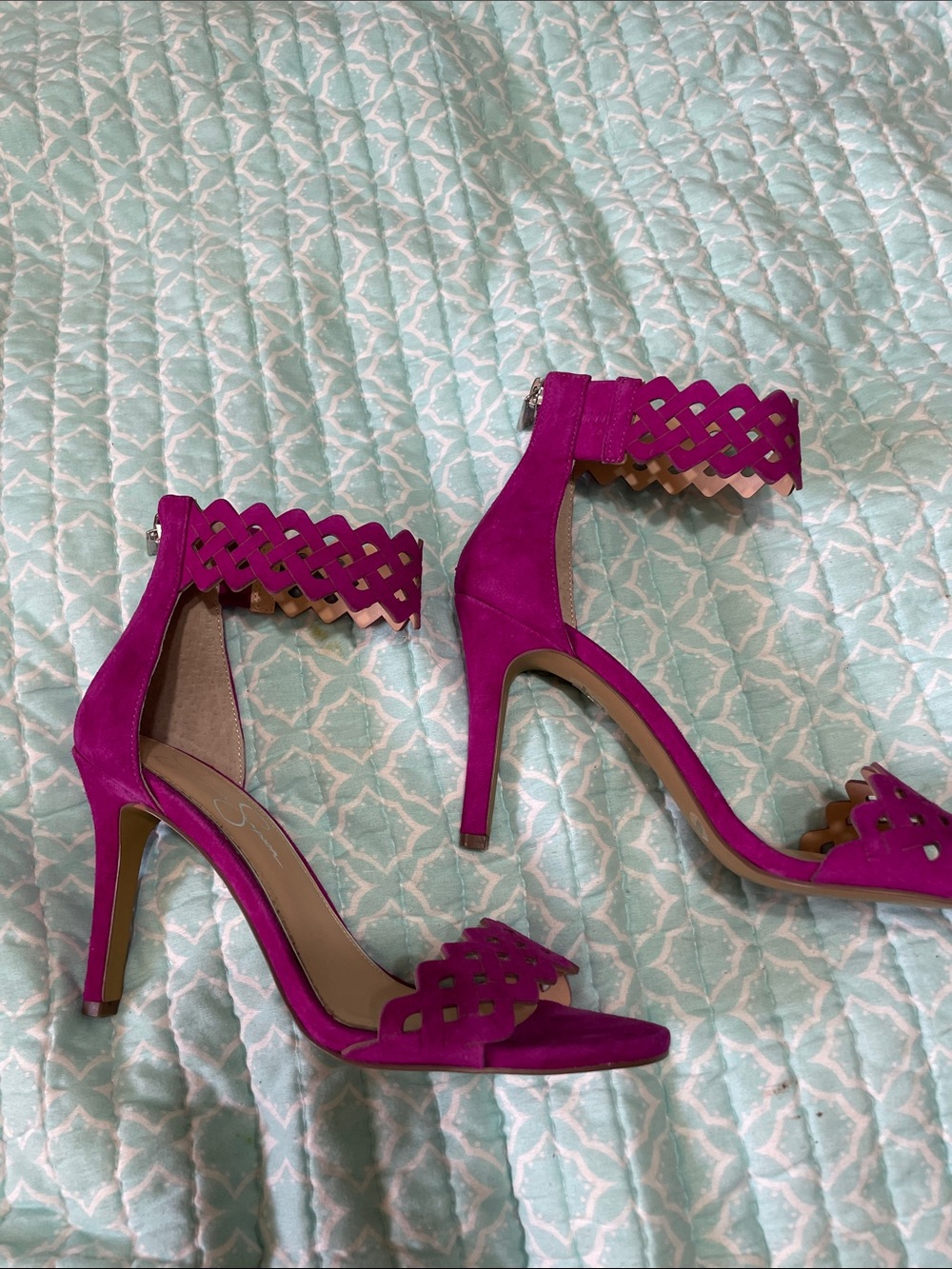 Jessica Simpson Bright magenta, pink suede  stilettos